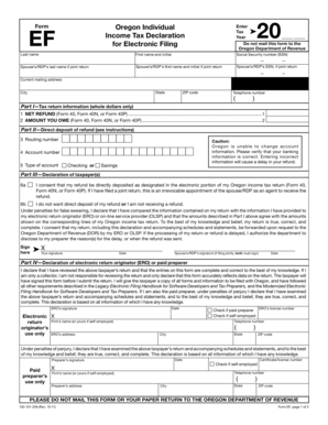Oregon Individual Income Tax Declaration Form EF