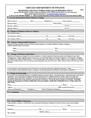 Chicago Business Change Form for Tax Purposes