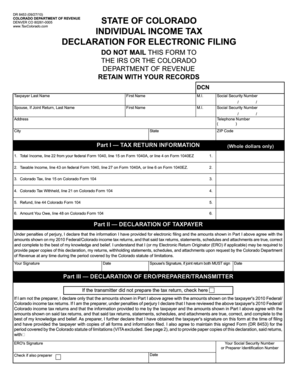 Colorado Individual Income Tax Declaration for Electronic Filing