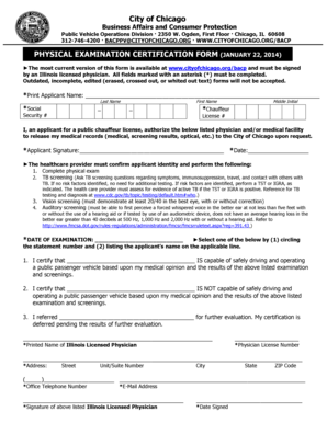 Chicago Public Chauffeur Physical Exam Certification