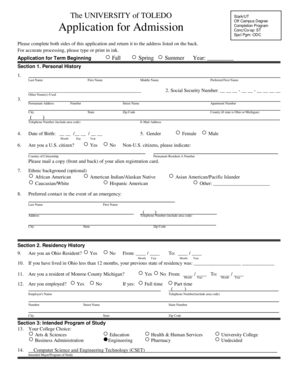 University of Toledo Off Campus Degree Application