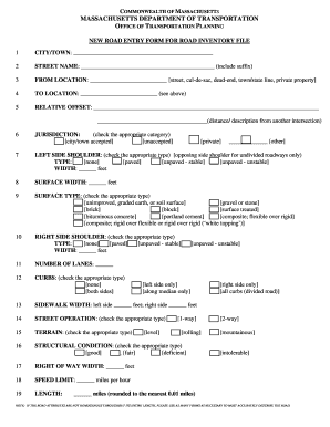 Massachusetts Road Entry Form