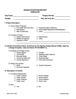 Design Exception Report Checklist - Template