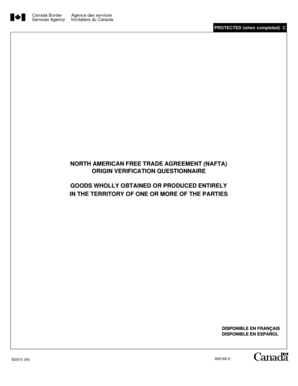 NAFTA Origin Verification Questionnaire