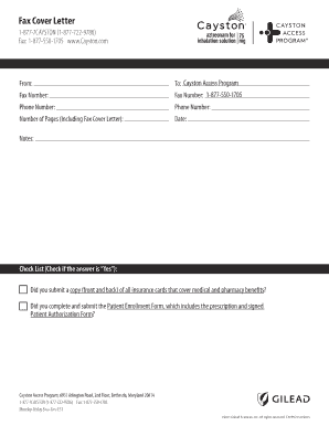 Cayston Access Program Fax Cover Letter