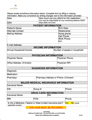 Good Days Patient Enrollment Form
