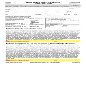 Merck Patient Assistance Program Enrollment Form