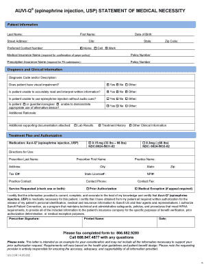 AUVI-Q Epinephrine Injection Medical Necessity Form