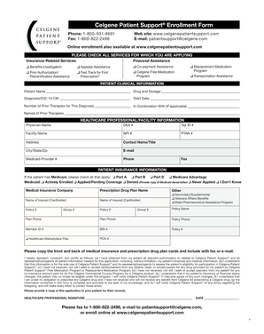 Celgene Patient Support Enrollment Form