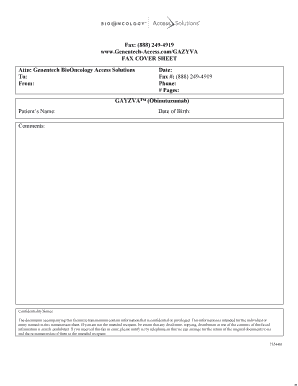 Genentech Fax Cover Sheet