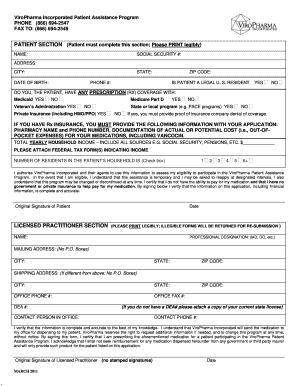 ViroPharma Patient Assistance Program Application