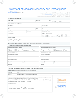 Statement of Medical Necessity and Prescription for KUVAN