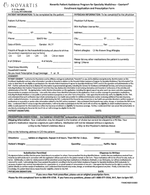Novartis Patient Assistance Program Enrollment Application