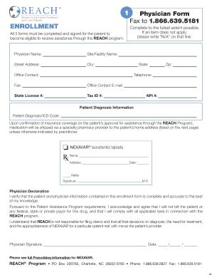 REACH Program Physician Enrollment Form