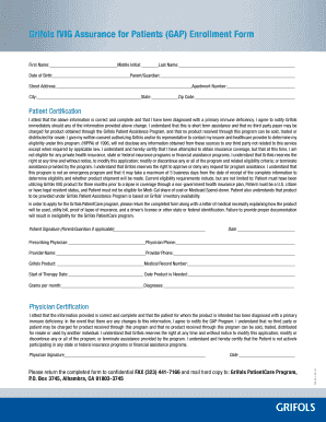 Grifols IVIG Assurance for Patients Enrollment Form