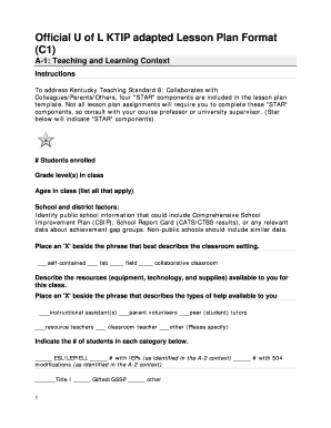 University of Louisville Lesson Plan Template