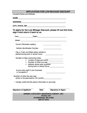 Low Mileage Discount Application