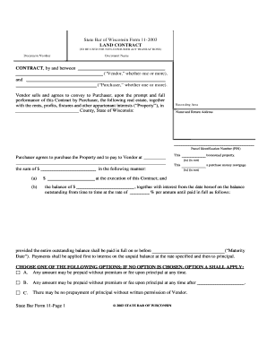 Wisconsin Land Contract Form 11-2003