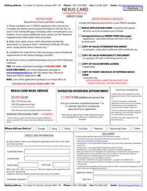 NEXUS Card Application Form