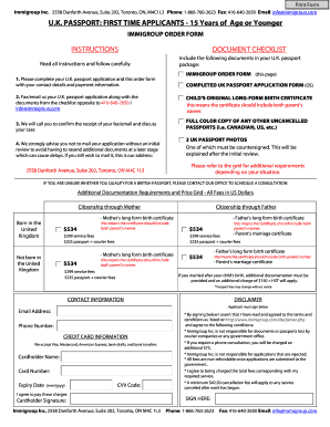 UK Passport Application Order Form