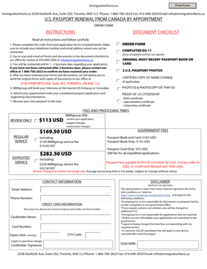 US Passport Renewal Order Form