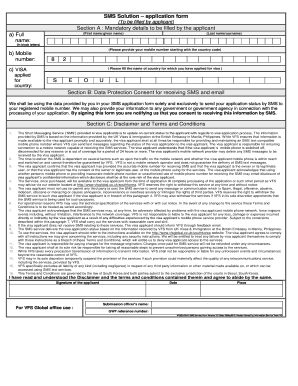 VFS Global SMS Service Application Form