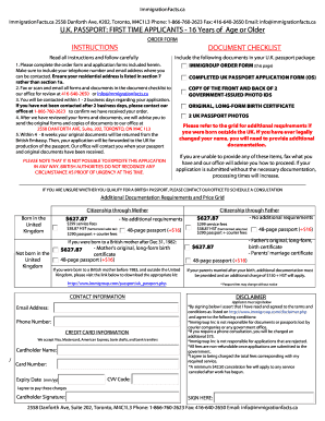 UK Passport Application Form