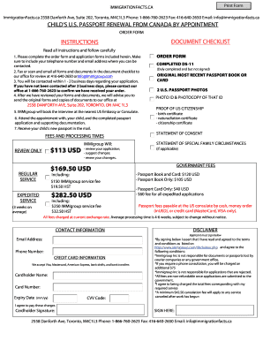 US Passport Renewal Order Form