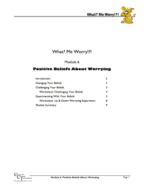 Positive Beliefs About Worrying Worksheet