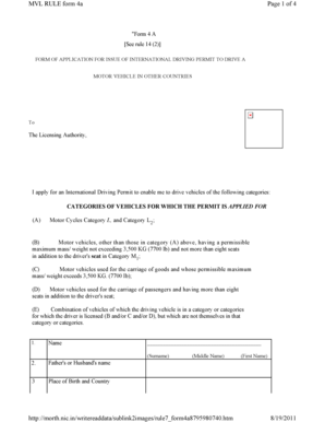 International Driving Permit Application Form 4A