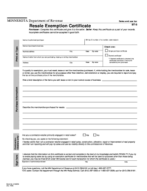 Minnesota Sales and Use Tax Resale Exemption Certificate