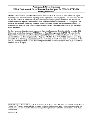 UCLA PTSD Reaction Index for DSM-IV