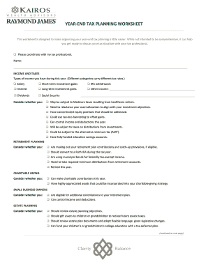 Year-End Tax Planning Worksheet