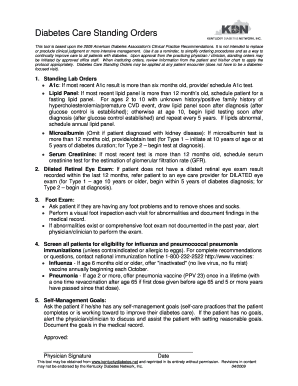 Kentucky Diabetes Care Standing Orders