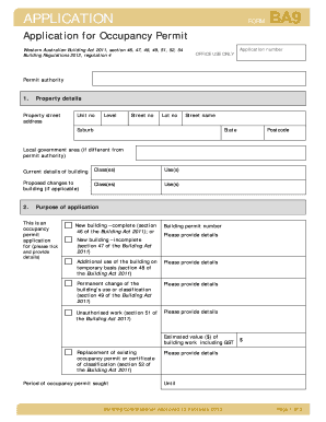 Application for Occupancy Permit BA9