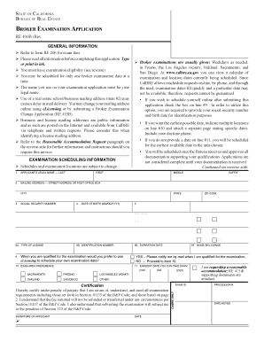 California Broker Examination Application