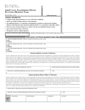 California Salesperson Fictitious Business Name Form