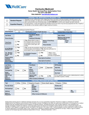 Kentucky Medicaid Home Health Services Prior Authorization Form