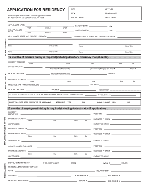 Residency Application Form