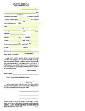 United Transportation Union Membership Application