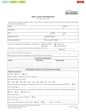 American Family Insurance Client Information Form