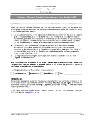Disclosure of Conduct Form