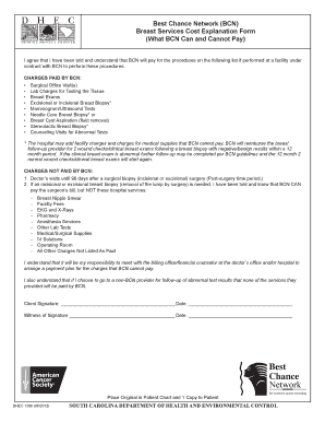Breast Services Cost Explanation Form