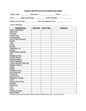 School Bus Pre and Post Inspection Form