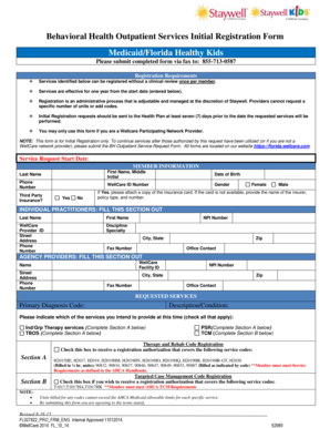 Behavioral Health Outpatient Services Initial Registration Form