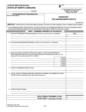 Guardianship Estate Inventory Form