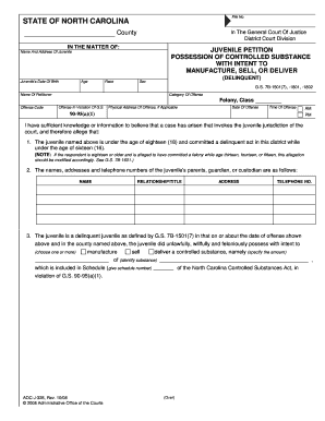 Juvenile Petition for Possession of Controlled Substance