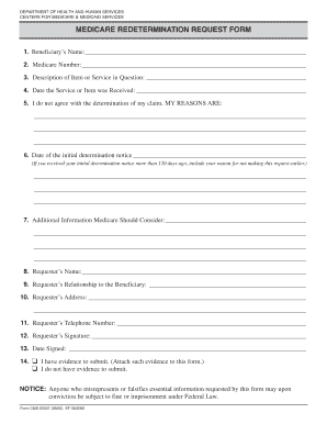 Medicare Redetermination Request Form