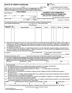 Judgment and Commitment Upon Revocation of Probation