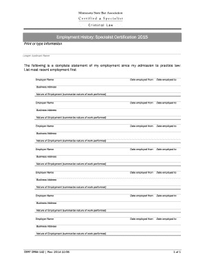 Lawyer Employment History Form